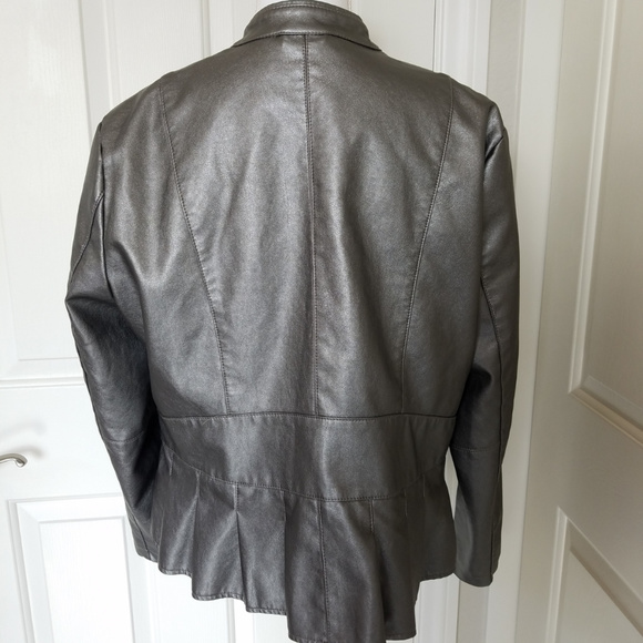 Baccini Jackets & Coats | Baccini Womens Jacket Faux Leather Pleated Bottom | Poshmark